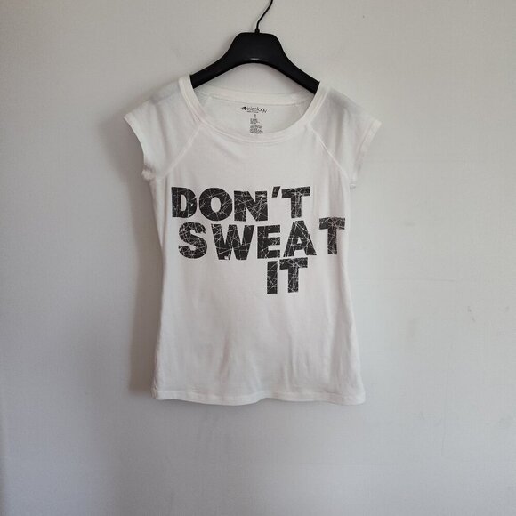 Ladies SZ XS Ideology White Graphic Workout T-Shirt - Picture 1 of 2